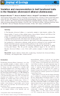Cover page: Variation and macroevolution in leaf functional traits in the Hawaiian silversword alliance (Asteraceae)