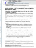 Cover page: Genetic variability in ABCB1, occupational pesticide exposure, and Parkinson’s disease