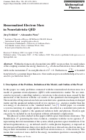 Cover page: Renormalized Electron Mass in Nonrelativistic QED