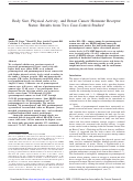 Cover page: Body Size, Physical Activity, and Breast Cancer Hormone Receptor Status: Results from Two Case-Control Studies | Cancer Epidemiology, Biomarkers &amp; Prevention