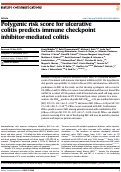 Cover page: Polygenic risk score for ulcerative colitis predicts immune checkpoint inhibitor-mediated colitis.