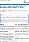 Cover page: Combining heterogeneous data sources for accurate functional annotation of proteins