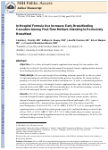 Cover page: In-Hospital Formula Use Increases Early Breastfeeding Cessation Among First-Time Mothers Intending to Exclusively Breastfeed