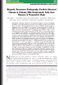 Cover page: Magnetic resonance elastography predicts advanced fibrosis in patients with nonalcoholic fatty liver disease: a prospective study.