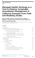 Cover page: Chapter Eight Managed Aquifer Recharge as a Tool to Enhance Sustainable Groundwater Management in California Examples From Field and Modeling Studies