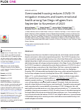 Cover page: Overcrowded housing reduces COVID-19 mitigation measures and lowers emotional health among San Diego refugees from September to November of 2020