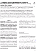 Cover page: A Qualitative Study of Perceptions and Preferences Regarding Social and Behavioral Risk Screening Among Primary Care Patients