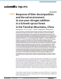 Cover page: Response of litter decomposition and the soil environment to one-year nitrogen addition in a Schrenk spruce forest in the Tianshan Mountains, China