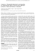 Cover page: Comment on “Dynamically dimensioned search algorithm for computationally efficient watershed model calibration” by Bryan A. Tolson and Christine A. Shoemaker