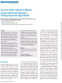 Cover page: Consumer Health Informatics Adoption among Underserved Populations: Thinking beyond the Digital Divide.