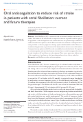 Cover page: Oral anticoagulation to reduce risk of stroke in patients with atrial fibrillation: current and future therapies