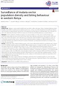 Cover page: Surveillance of malaria vector population density and biting behaviour in western Kenya