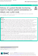 Cover page: Delivery of a patient-friendly functioning report to improve patient-centeredness of dialysis care: a pilot study.