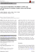 Cover page: Long term decomposition: the influence of litter type and soil horizon on retention of plant carbon and nitrogen in soils