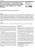 Cover page: Recommendations for Using Real-Time Continuous Glucose Monitoring (rtCGM) Data for Insulin Adjustments in Type 1 Diabetes.