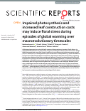 Cover page: Impaired photosynthesis and increased leaf construction costs may induce floral stress during episodes of global warming over macroevolutionary timescales