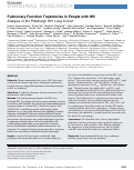 Cover page: Pulmonary Function Trajectories in People with HIV: Analysis of the Pittsburgh HIV Lung Cohort.