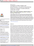 Cover page: Strategies to reduce stigma and discrimination in sexual and reproductive healthcare settings: A mixed-methods systematic review