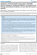 Cover page: Validation of World Health Organisation HIV/AIDS Clinical Staging in Predicting Initiation of Antiretroviral Therapy and Clinical Predictors of Low CD4 Cell Count in Uganda