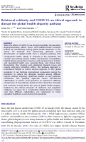 Cover page: Relational solidarity and COVID-19: an ethical approach to disrupt the global health disparity pathway