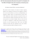 Cover page: Did the Americanization Movement Succeed? An Evaluation of the Effect of English-Only and Compulsory Schooling Laws on Immigrants