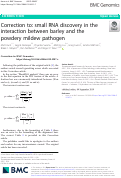 Cover page: Correction to: small RNA discovery in the interaction between barley and the powdery mildew pathogen.