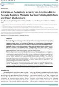 Cover page: Inhibition of Autophagy Signaling via 3-methyladenine Rescued Nicotine-Mediated Cardiac Pathological Effects and Heart Dysfunctions