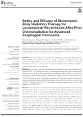 Cover page: Safety and Efficacy of Stereotactic Body Radiation Therapy for Locoregional Recurrences After Prior Chemoradiation for Advanced Esophageal Carcinoma.