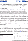 Cover page: Characterizing the Human Immunodeficiency Virus Care Continuum Among Transgender Women and Cisgender Women and Men in Clinical Care: A Retrospective Time-series Analysis