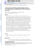 Cover page: A Meta-analysis of Individual Participant Data Reveals an Association between Circulating Levels of IGF-I and Prostate Cancer Risk