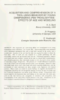 Cover page: Acquisition and Comprehension of a Tool-Using Behavior by Young Chimpanzees (Pan Troglodytes):  Effects of Age and Modeling