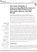 Cover page: Inter-Rater Reliability of Preprocessing EEG Data: Impact of Subjective Artifact Removal on Associative Memory Task ERP Results.