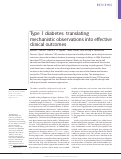 Cover page: Type 1 diabetes: translating mechanistic observations into effective clinical outcomes