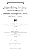 Cover page: Estimating the Cost of Cancer Care in British Columbia and Ontario: A Canadian Inter-Provincial Comparison.