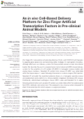 Cover page: An in vivo Cell-Based Delivery Platform for Zinc Finger Artificial Transcription Factors in Pre-clinical Animal Models