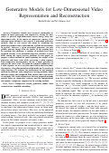 Cover page: Generative Models for Low-Dimensional Video Representation and Reconstruction.