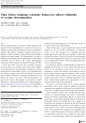 Cover page: Time before isolating cystinotic leukocytes affects reliability of cystine determination