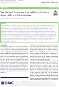 Cover page: Sex steroid hormone modulation of neural stem cells: a critical review.