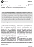 Cover page: What’s wrong with my experiment?: The impact of hidden variables on neuropsychopharmacology research