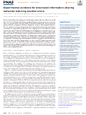 Cover page: Experimental evidence for structured information-sharing networks reducing medical errors.