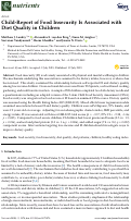 Cover page: Child-Report of Food Insecurity Is Associated with Diet Quality in Children.