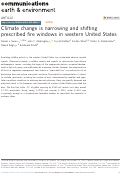 Cover page: Climate change is narrowing and shifting prescribed fire windows in western United States.