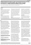 Cover page: Medical Student Perceptions of the Learning Environment