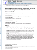 Cover page: Perceived Barriers and Facilitators to Healthy Eating and School Lunch Meals among Adolescents: A Qualitative Study