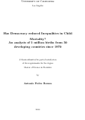 Cover page: Has Democracy Reduced Inequalities in Child Mortality? An analysis of 5 million births from 50 developing countries since 1970.