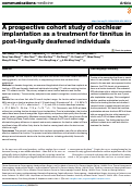 Cover page: A prospective cohort study of cochlear implantation as a treatment for tinnitus in post-lingually deafened individuals.