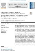 Cover page: Talking about emotions: Effects of emotion-focused interviewing on children’s physiological regulation of stress and discussion of the subjective elements of a stressful experience