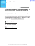 Cover page: The influence of different longitudinal patterns of peer victimization on psychosocial adjustment