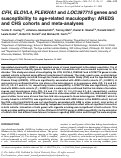 Cover page: CFH, ELOVL4, PLEKHA1 and LOC387715 genes and susceptibility to age-related maculopathy: AREDS and CHS cohorts and meta-analyses