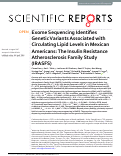 Cover page: Exome Sequencing Identifies Genetic Variants Associated with Circulating Lipid Levels in Mexican Americans: The Insulin Resistance Atherosclerosis Family Study (IRASFS)